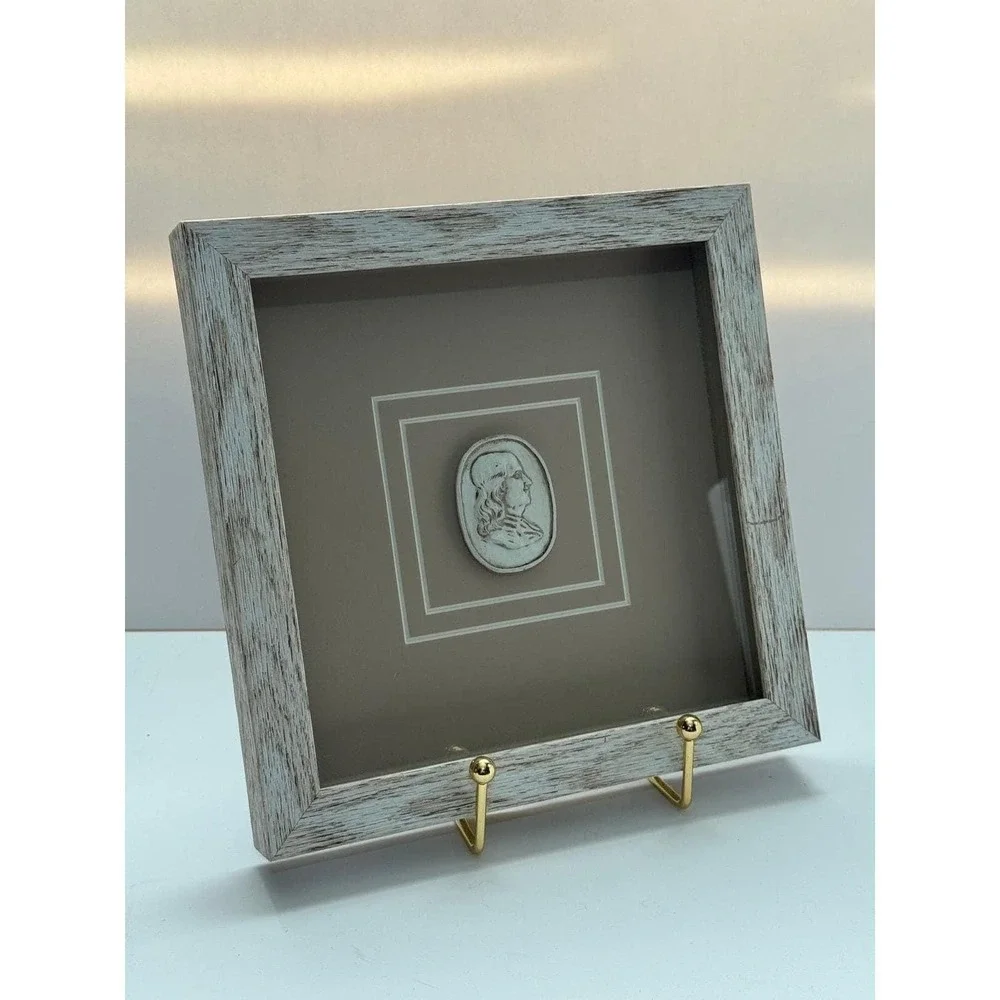 Set of 3 Framed Ceramic Intaglio Bust Relief Wall Art Vintage-Style 9.5 Inch